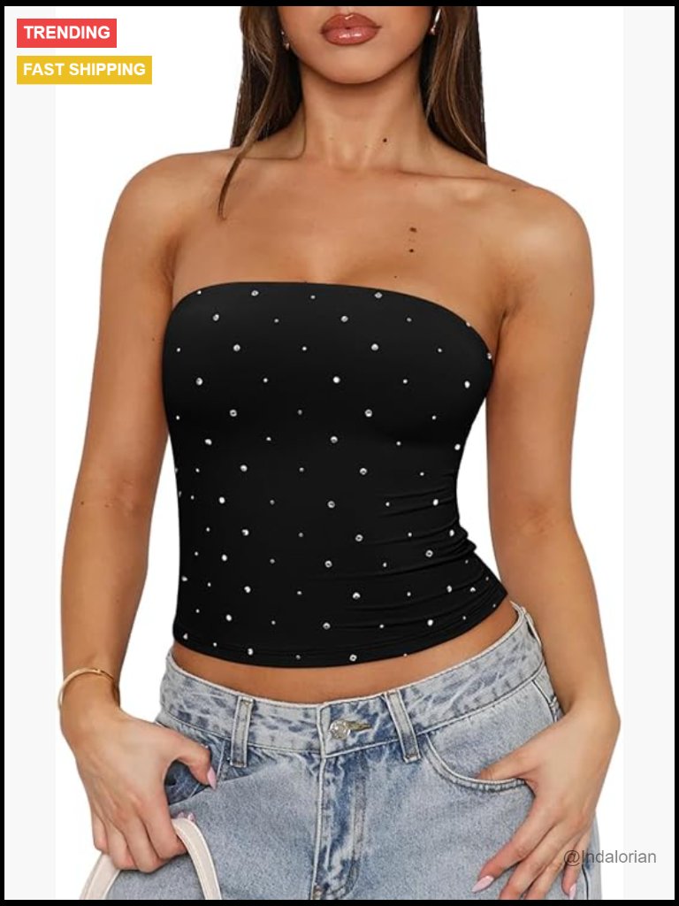 Strapless Tube Top Double Lined Non-Slip Y2k Backless Crop Top